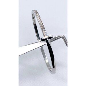 Tiffany & Co T1 Narrow Diamond  Hinged Bangle 18k White Gold Small